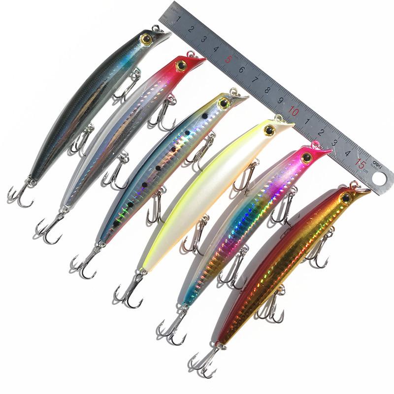 Cracked Wave Minnow Fishing Lure, 12cm/12.5g - Sea Fishing Bait with Hook