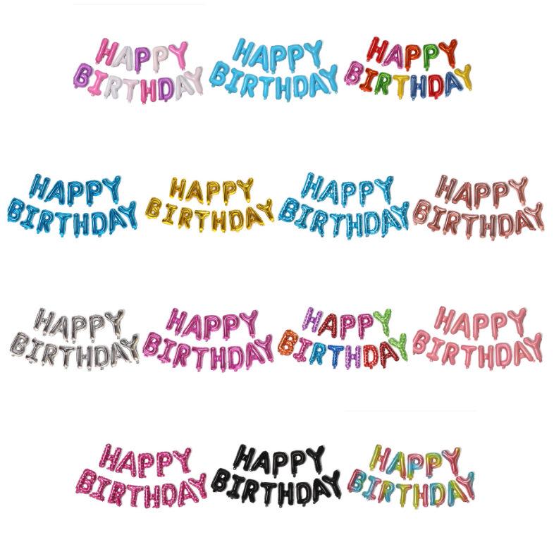 16-inch Happy Birthday Letter Balloon Set - Aluminum Film Birthday Decorations