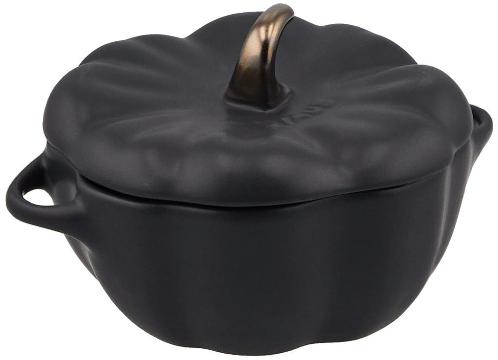 Staub Cocotte 12cm Keramická žáruvzdorná kamenina Vhodné do mikrovlnné trouby Japonská keramika Dýňová cocotte "Dýně černá" [Autorizovaný produkt] 40508-548