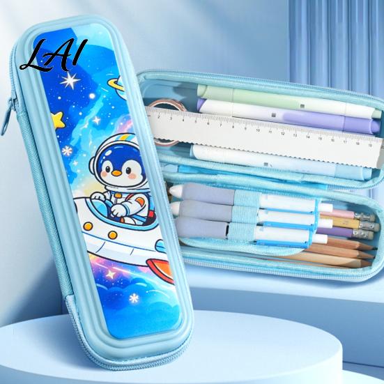 Durable School Supplies Pouch Kids Pencil Case with Multi Compartment Astronaut/Rabbit/Panda/Cat Cartoon Back To Gift for Girls Pattern Print