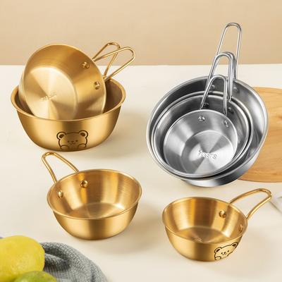 304 Stainless Steel Salad Bowl Korean Lamian Noodles Bowl Rice Wine Bowl With Anti Scald Handle Induction Cooker Safe Tableware