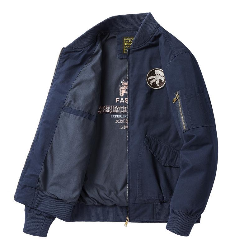 Cotton Wash Jacket Men's Spring and Autumn American Casual Tooling Loose Embroidered Baseball Jacket
