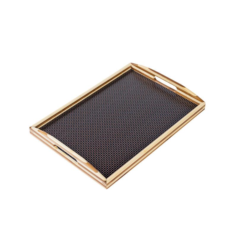 Retro Bamboo Imitation Rattan Tea Tray Home Cafe Bakery Storage Tray Simple Rectangular Tea Tray