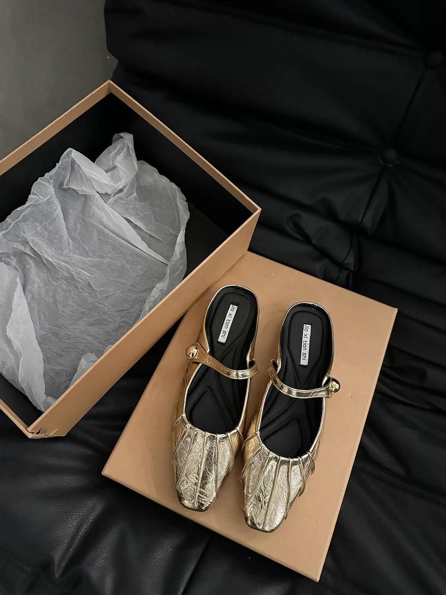 

Модные летние женские мюли, тапочки, обувь, модные закрытые носки, слипоны, шлепанцы, повседневная уличная обувь на плоской подошве 35 золотой