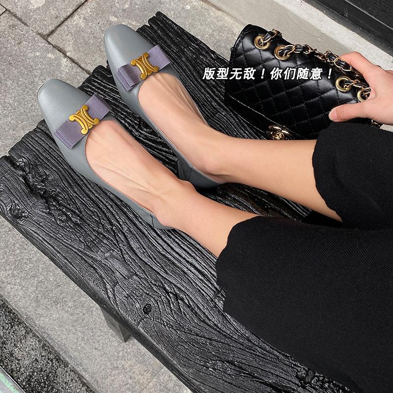 Arc de Triomphe shallow mouth single shoes 2025 spring new inner and outer leather flats shoes comfortable versatile breathable