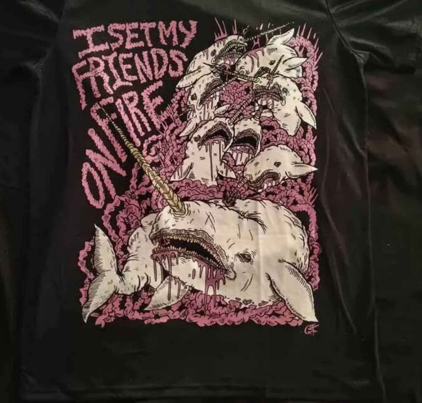 I Set My Friends On Fire Narwhals T-shirt Unisex Short Sleeve S-5Xl Shirt XL