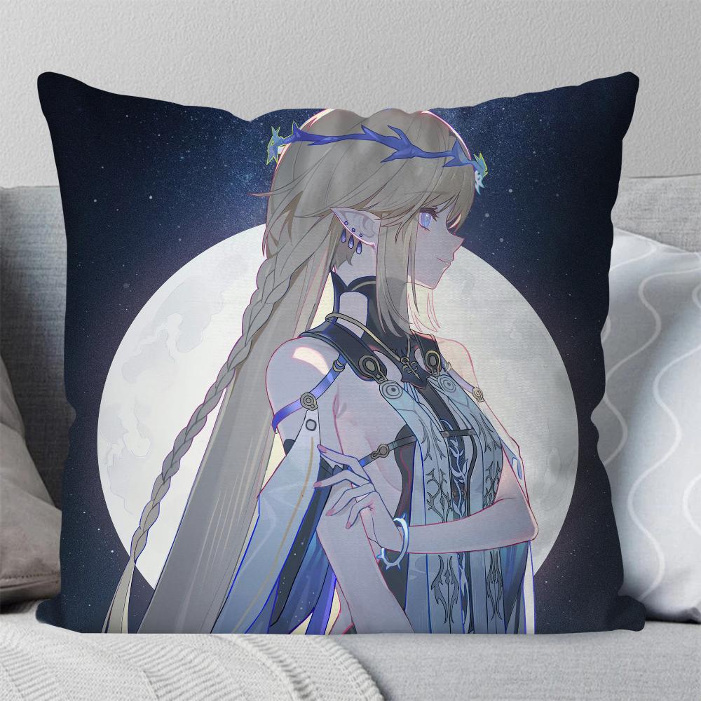 Fleurdelys Anime Game W-Wuthering Waves Pillow Case Square Pillow Bedroom Sofa Leisure Comfort Living Room Home Decoration 40X40