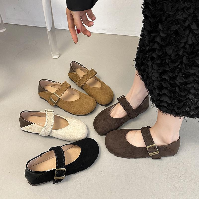 French flat-soled shallow-mouth single shoes women's 2025 new autumn comfortable retro Mary Jane shoes soft-soled leopard print beanie shoes