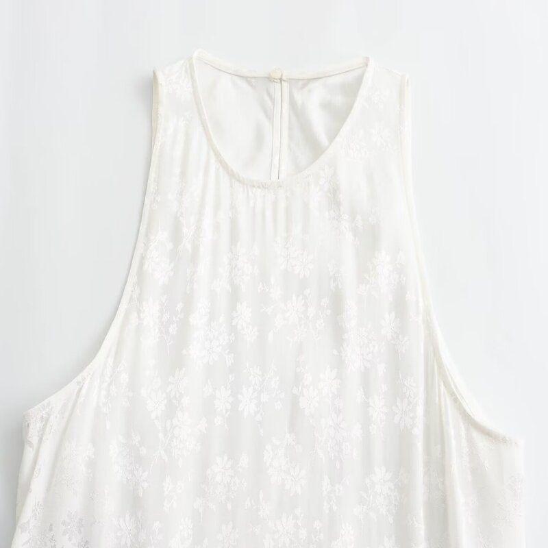 Fashion Style 2024 Summer New Arrival Women's Clothing Silm Sheath Round Neck Sleeveless Lace Jacquard Dress 1165075