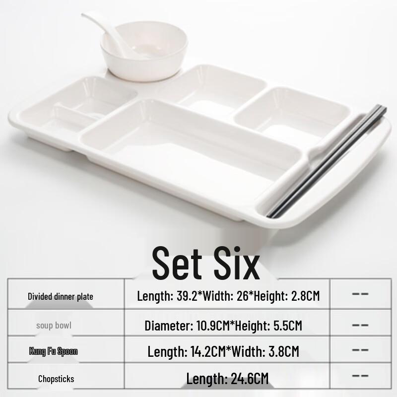 Commercial Melamine 6-Compartment Divided Tray