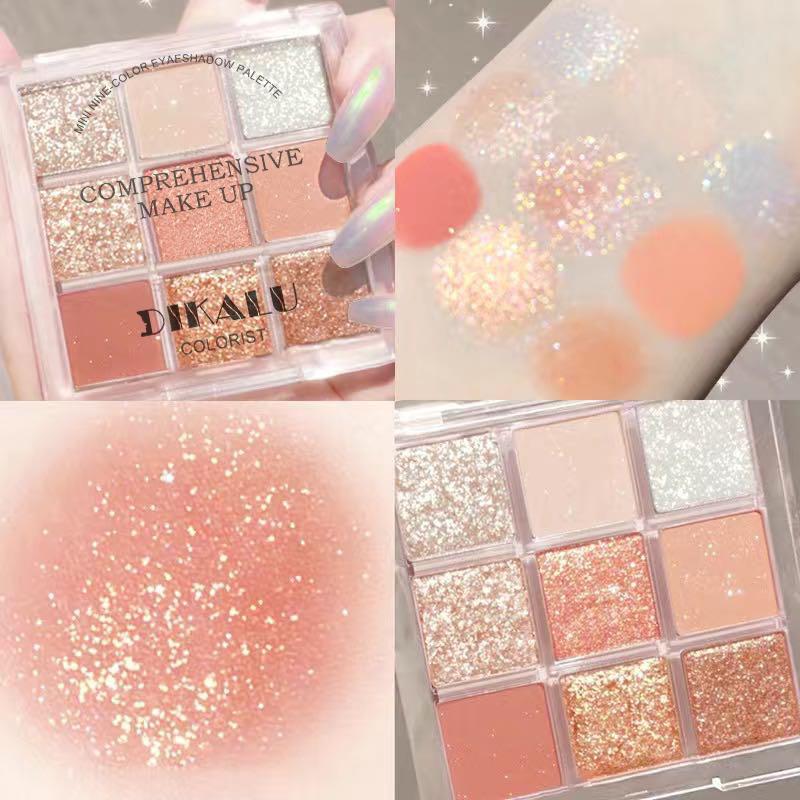 

DIKALU Nine-Color Transparent Acrylic Eyeshadow Palette - Matte & Shimmer Earth Tones.