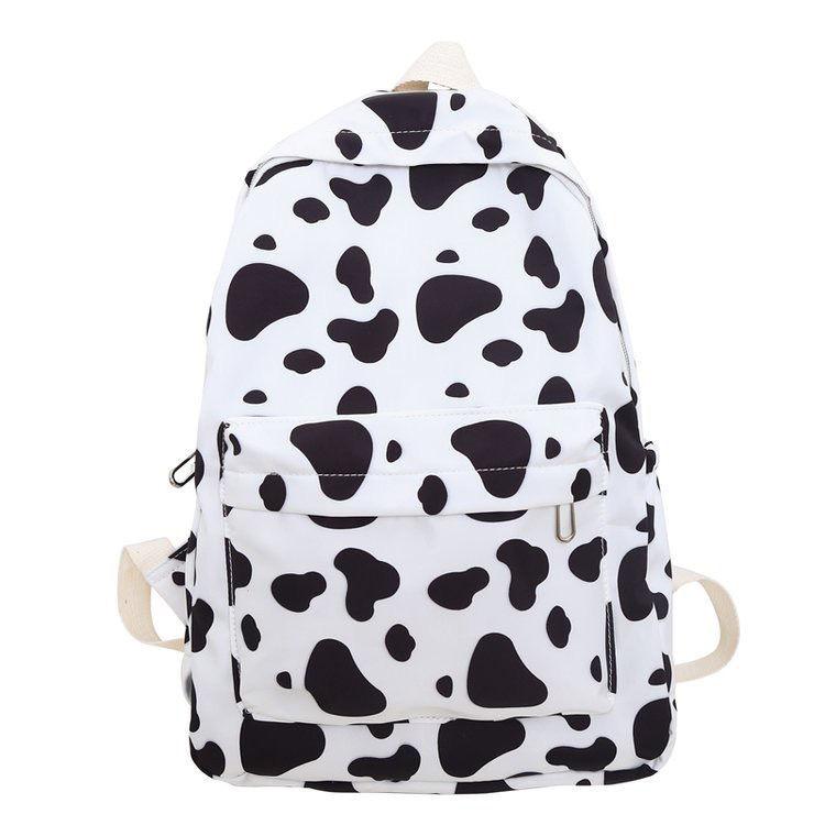 Schultasche Rucksack Harajuku ins Mittelschüler Große Kapazität Campus Schüler Mori Rucksack Frisch und Niedlich Schultasche Kuhmuster