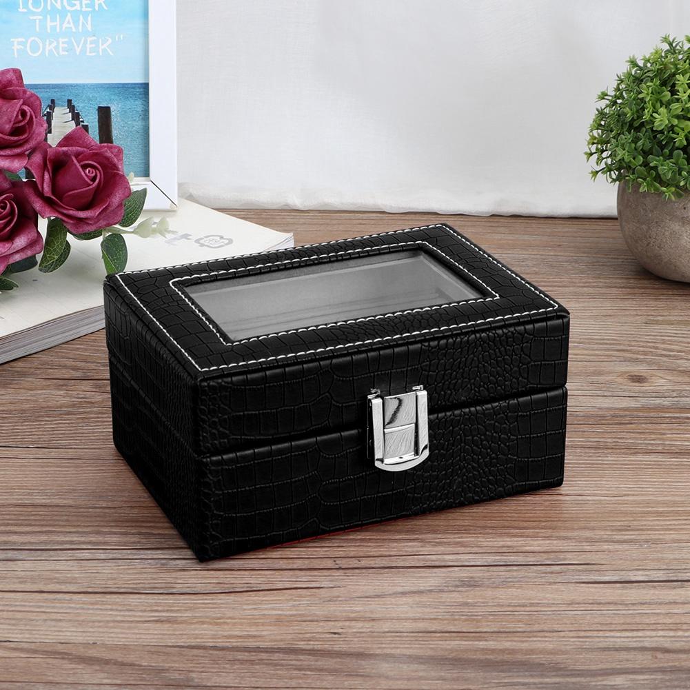 Portable Retro Style Jewelry Storage Box Case Rings Display Organizer (Black)