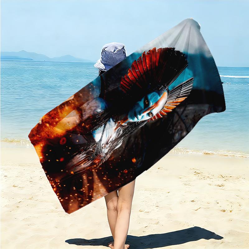 1Pc Avatar Blue Warrior Beach Towel Microfiber Beach Towel Thin Absorbent For Beach Swimming Yoga Bath Sports 0917284