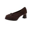 Fashion 2025 New Roundness High Heels with Suede and Bow Single Shoes with A Slip-on Light Casual Women Shoes Stylish and Comfortable