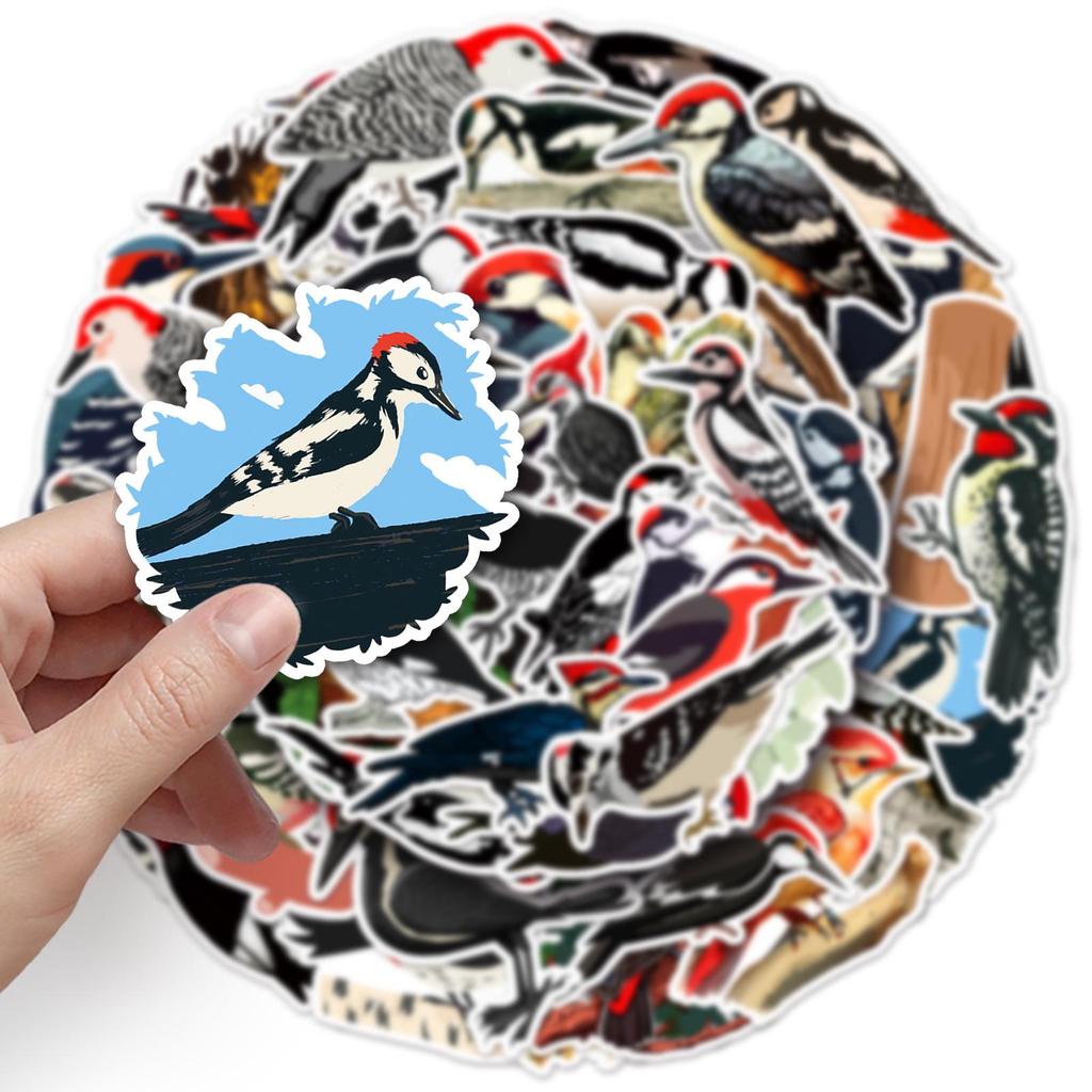 50 Pcs Woodpecker Stickers - Cartoon Forest Animals, Waterproof DIY Decoration for Phone, Laptop, and Journal