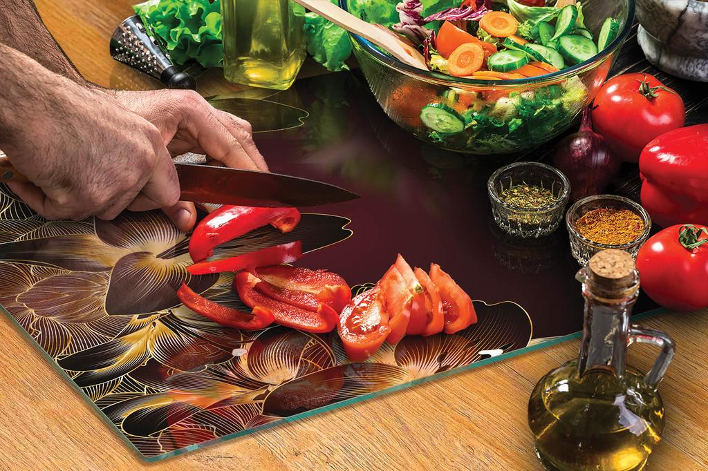 TAGLIERE IN VETRO 40x30 ORCHIDEA