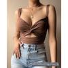 Women Sexy Top European and American Women's Dark Brown Sexy Twist Sling Top