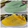Women's Lightweight Breathable Mesh Elastic Casual Shoes Striped Rainbow Rhinestone Shoes