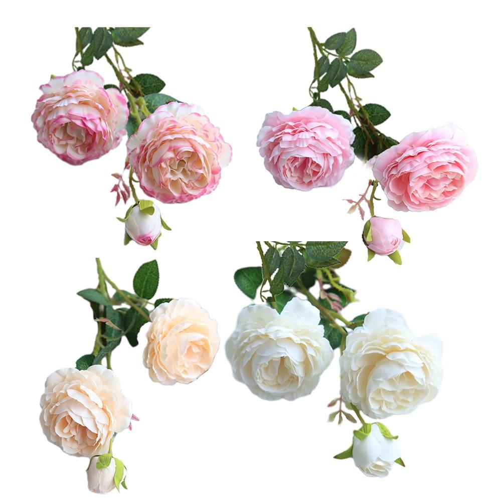 Rose Peony Artificial Flower 3 Heads Plastic for Wedding Office Living Decor