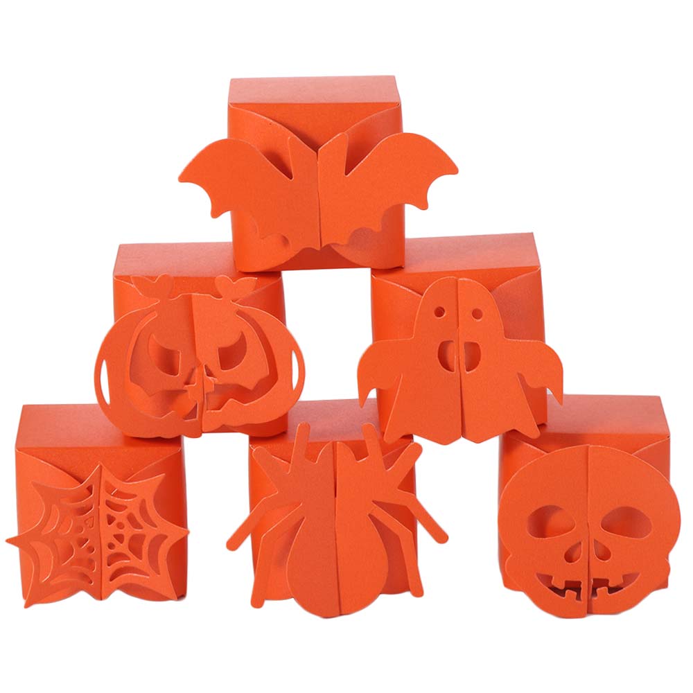 24pcs Spider/Pumpkin/Ghost Pattern Candy Packing Box Paper Snack Packaging Bag Grocery Store