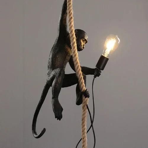 Nordic Creative Hemp Rope Pendant Pendant Light Resin Monkey Light Bedroom Children's Room Home Decoration Ceiling Pendant Lamp