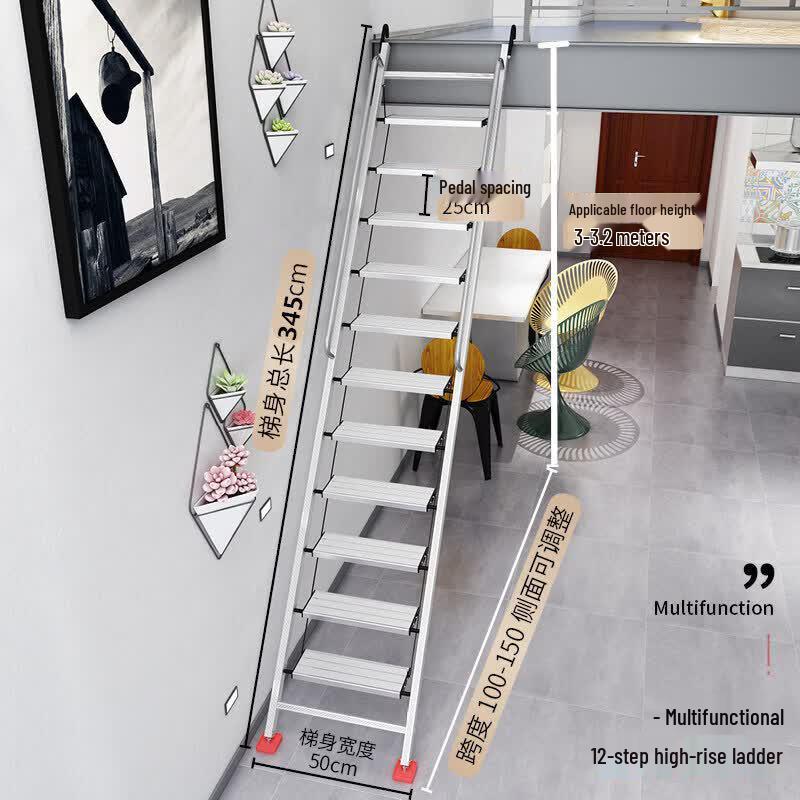 JINGGENG Household Aluminum Alloy Telescopic Attic Ladder