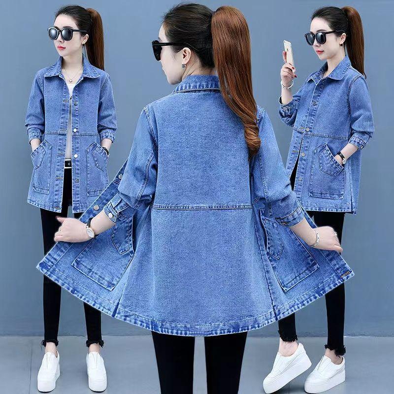 Fashion Single Breasted Long Denim Jacket Shrink Resistant Women Jacket Irregular Hem Long Women Jacket for Vacation