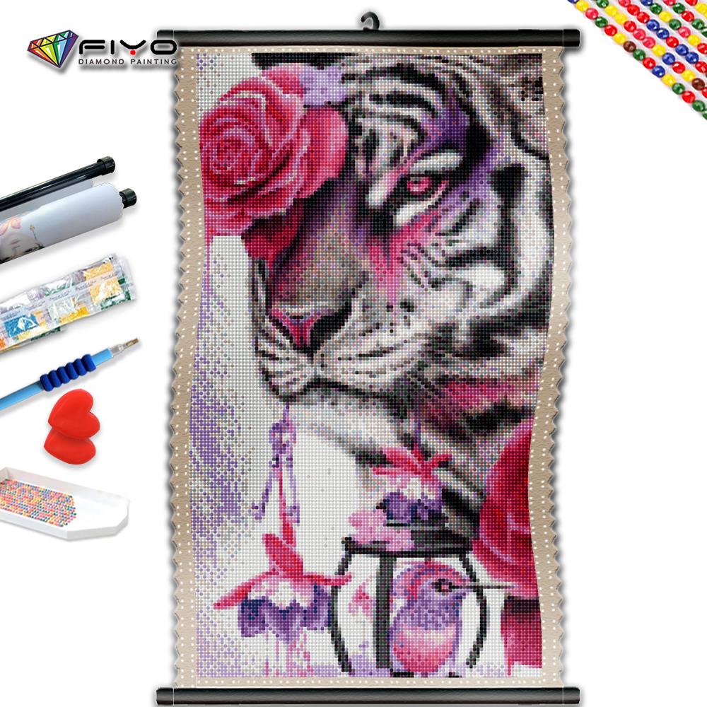 

5D DIY Рамка Алмазная вышивка Роза Белый Тигр Картина Полная площадь Птица Животное Цветок Рукоделие Украшение дома