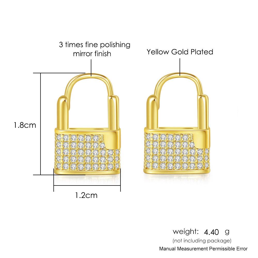 Lock Hoop Earrings for Women Fashion Personality Iced Out Cubic Zirconia Gold Color Female Ear Jewelry Dropship Suppliers OHE031