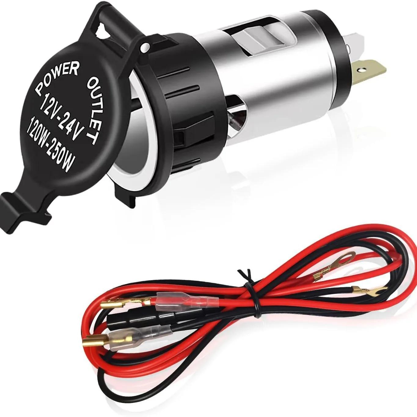 

120W 12V/250W 24V Small Dustproof ABS 2 Pin Cigarette Lighter for Car Boat Marine Motorcycle for Motorcycles Boats Tractor Truck