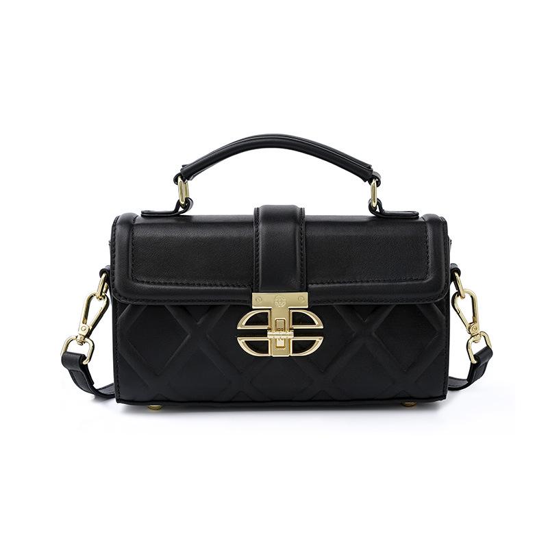 

Премиальная женская сумка для通勤 Новая универсальная модная кожаная сумка через плечо Вогнуто-выпуклая сетка Популярная сумка-мессенджер чёрный