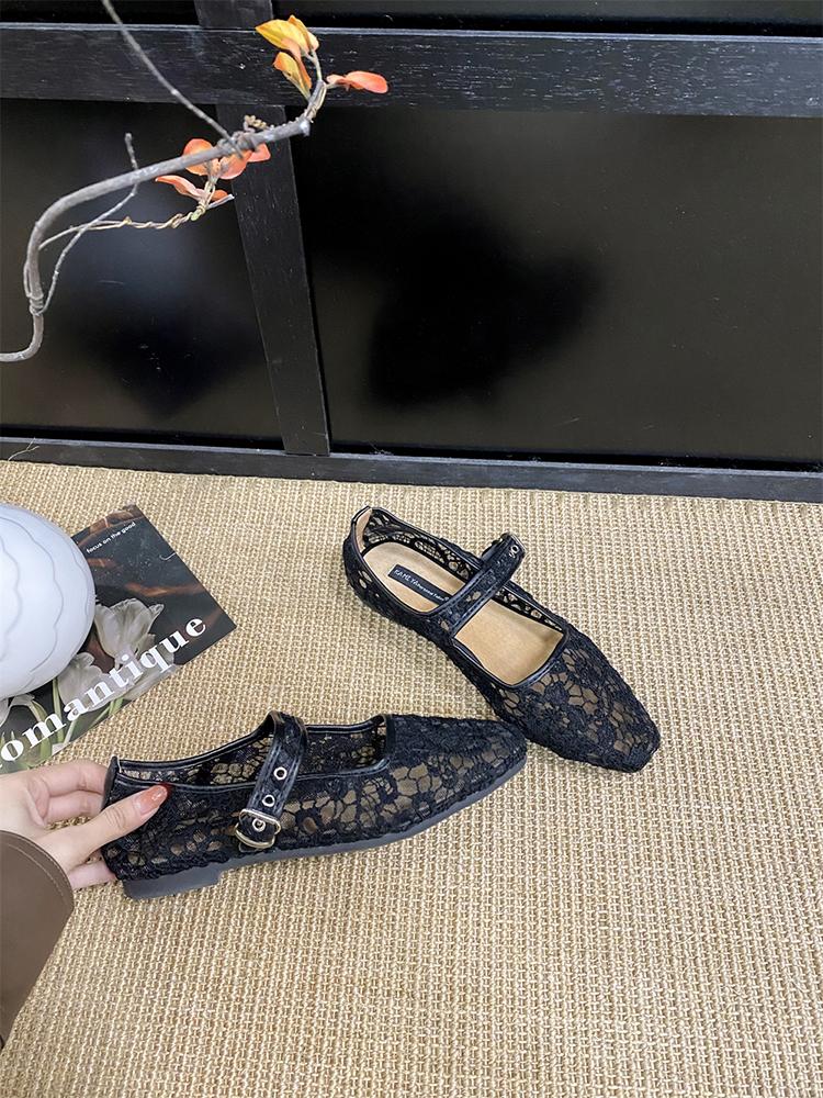 Fashion 2025 Spring Women's Outdoor Mary Jane Shoes Chinese Style Square Toe Embroidery Jacquard Designer Walking Shallow Ladies Flats