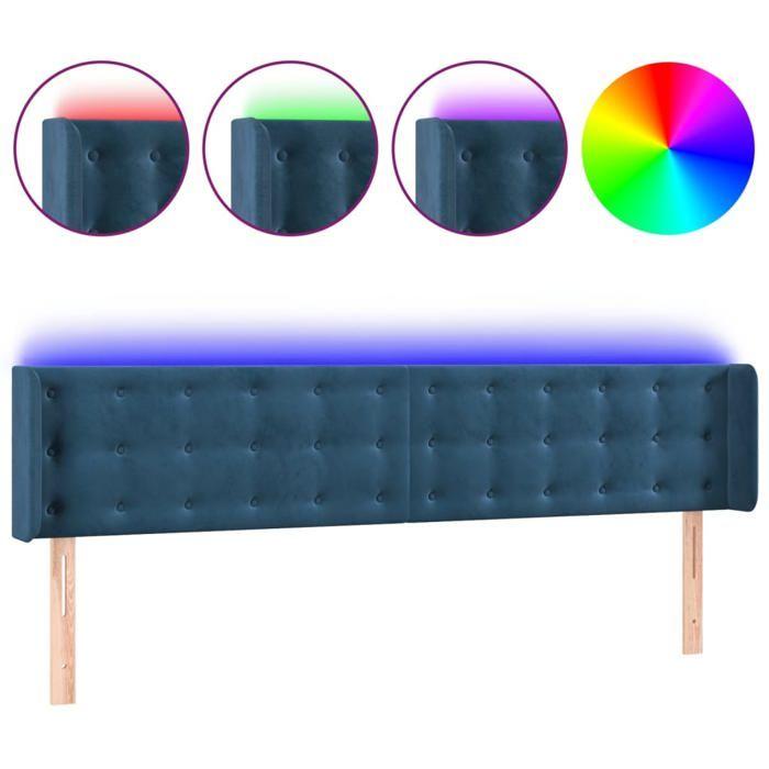 VidaXL Tête de Lit à LED Meuble de Chambre à Coucher Accessoire de Lit Double Tête de Cadre de Lit Intérieur Bleu Foncé 3123740