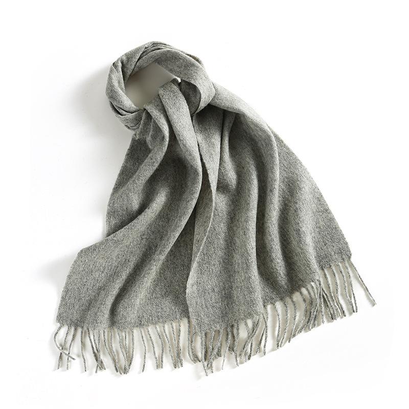 Winter Solid Color Wool Scarf for Women New Versatile Tassel Fashion Warm Neck Scarf Comfortable Real Wool Scarf