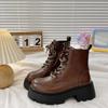 Brown British style small man thick-soled Martin boots women's autumn 2025 new popular lace-up retro short boots