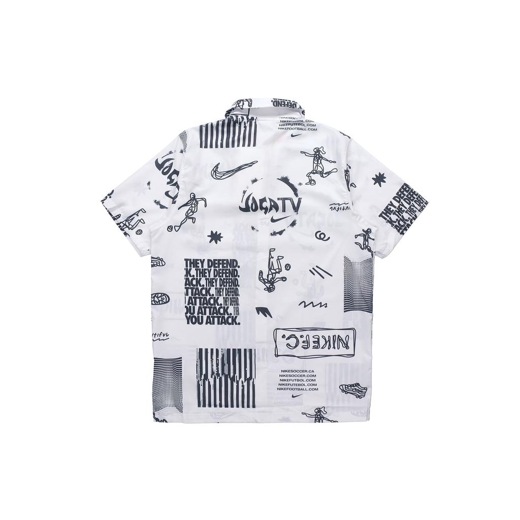 Nike Woven Soccer/Football Athleisure Casual Sports Printing lapel Shirt White Men's DA1474-100