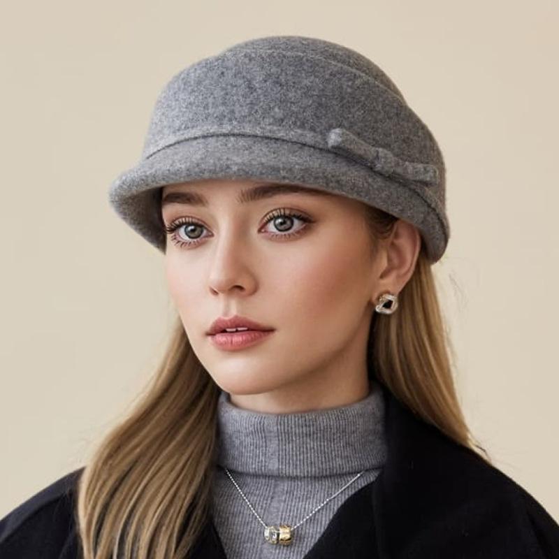 

Французская Мода Бант Панама Женская Зимняя Теплая Шерстяная Шляпа-Ведро Элегантная Цилиндр one size серый