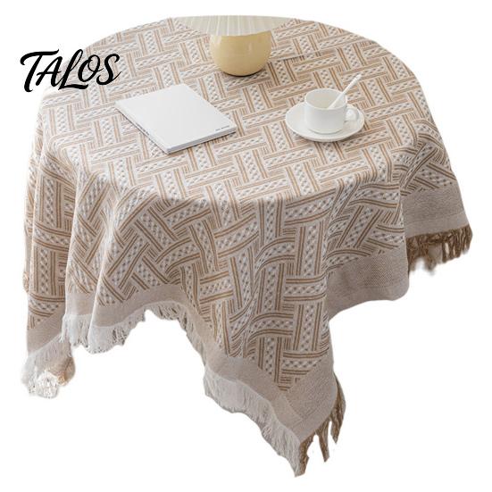 Table Pad Tablecloth Tassel Design Heat Resistant Breathable Washable Non Insulation Pilling Non-slip Cover for Dining Room