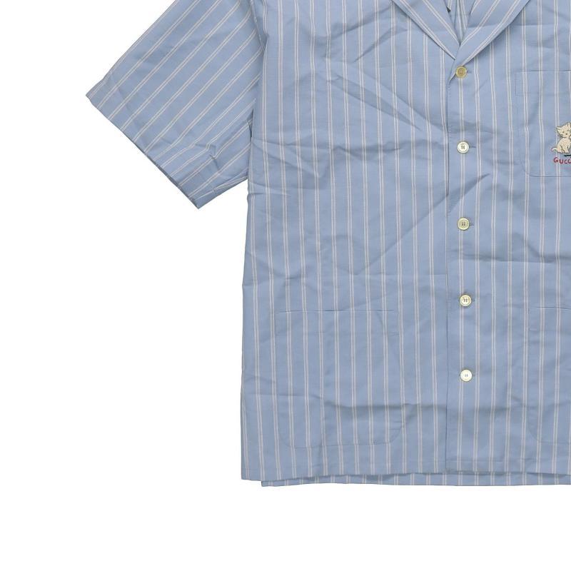 Gucci Shirts Men's Blue Cuban Collar Moderate 618920-ZAE5V-4053