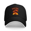 BONÉ DE BASEBALL COM DESIGN DE COQUEIRO PÔR DO SOL MALIBU PRETO COM ESTAMPA GRÁFICA LARANJA MODELO CLÁSSICO CHAPÉU AJUSTÁVEL PARA Unisex E Mulheres
