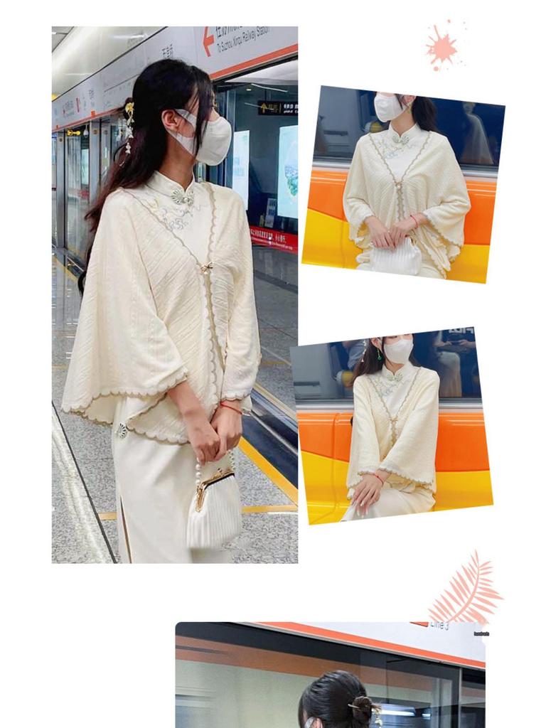 Autumn 2022 Retro Chinese-style Knitted Cheongsam Shawl - Elegant & Versatile