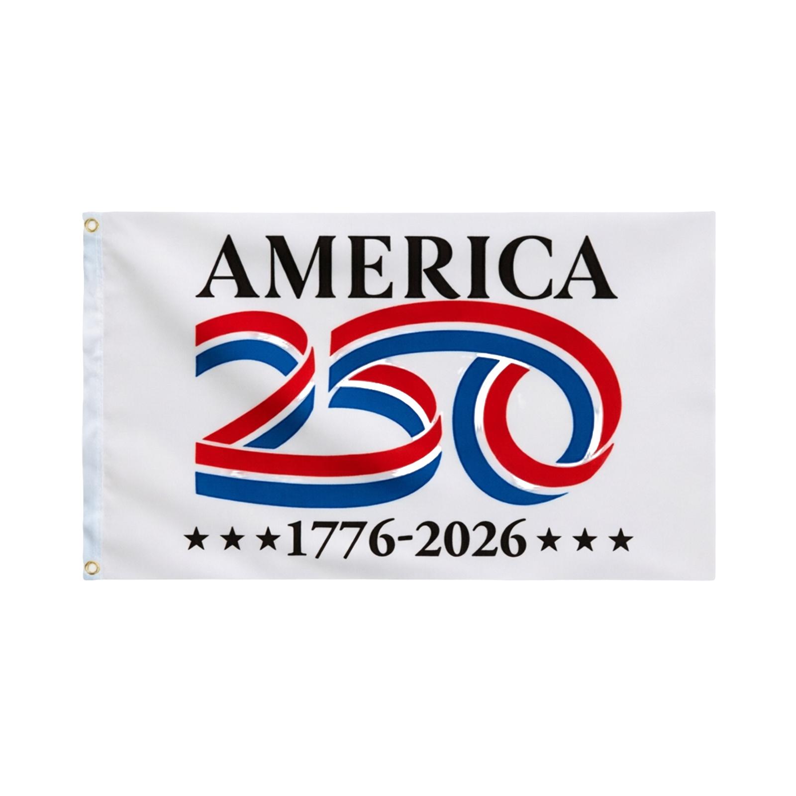 

America 250 Anniversary Flag 1776-2026 Commemorative Banner for Outdoor Indoor Use Suitable for Independence Day Garden and Home Display One Size белый