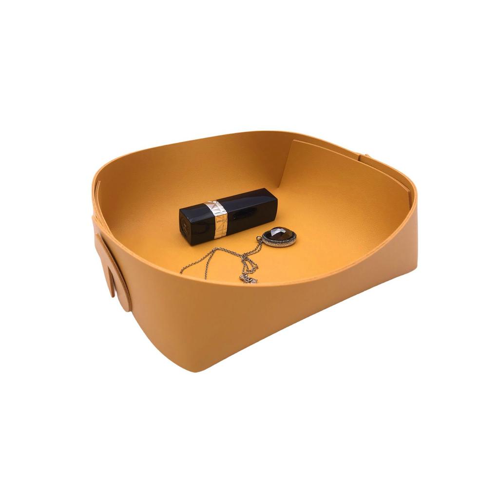 1PC S Round PU Leather Storage Trays Desktop Key and Cosmetics Storage Tray Storage Box Detachable Table Small Objects Organizer