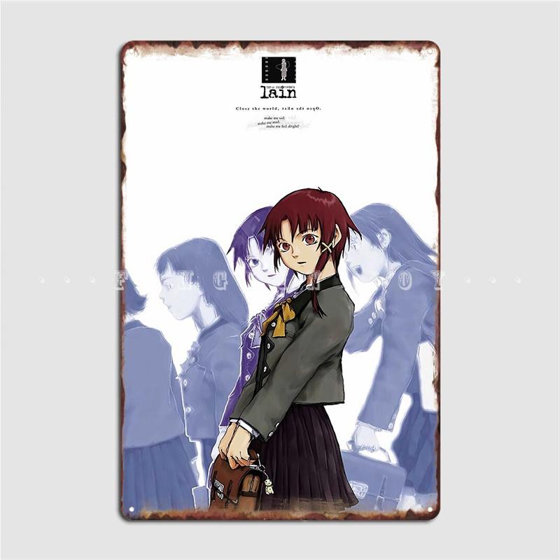 Сериальные Эксперименты Лейн Ps1 Промо Металлическая Вывеска Настенный Баннер Стена Винтажный Плакат Жестяная Вывеска Плакат 20x30cm