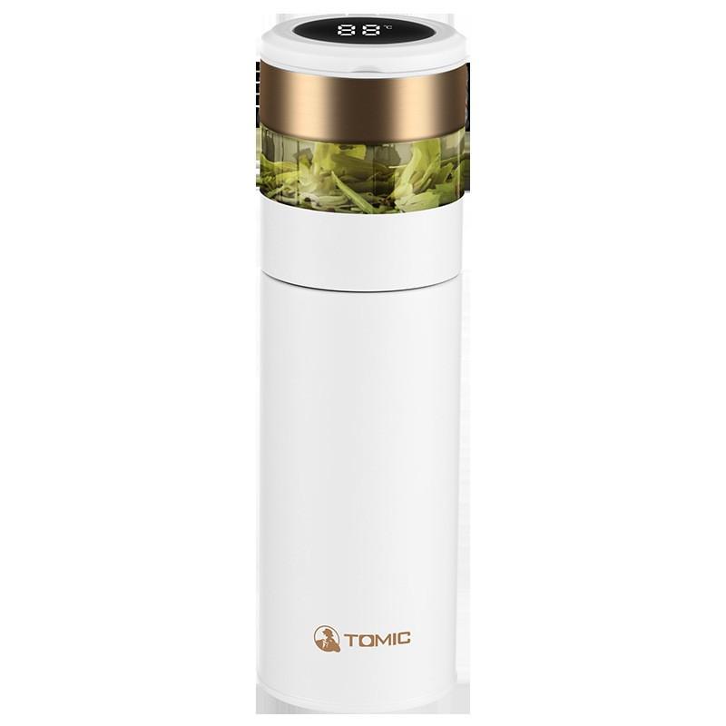 Ceramic Lined Insulated Travel Mug With Tea Infuser Men Women Smart Temperature Retention 300-400ml Stainless Steel