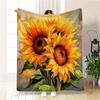 Contemporary Sunflower Print Flannel Throw Blanket - Soft Comfortable Knitted Multipurpose Polyester Cover for Travel