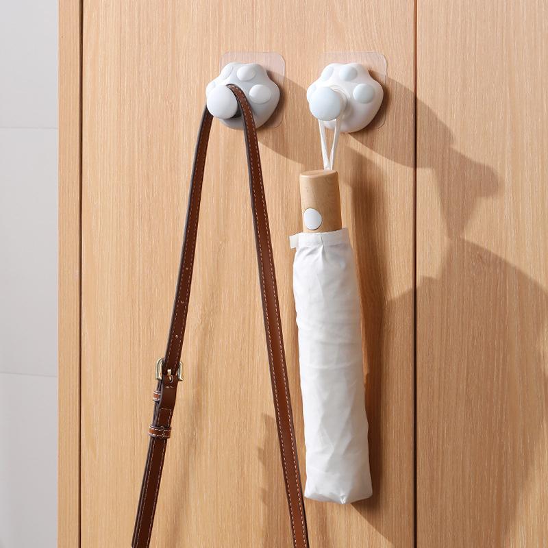 Household Supplies Cute Cartoon Cat Paw Wall Hook Creative Self-adhesive Hidden Hook Hanging Purse Key Hanger Wall Hanging Decor