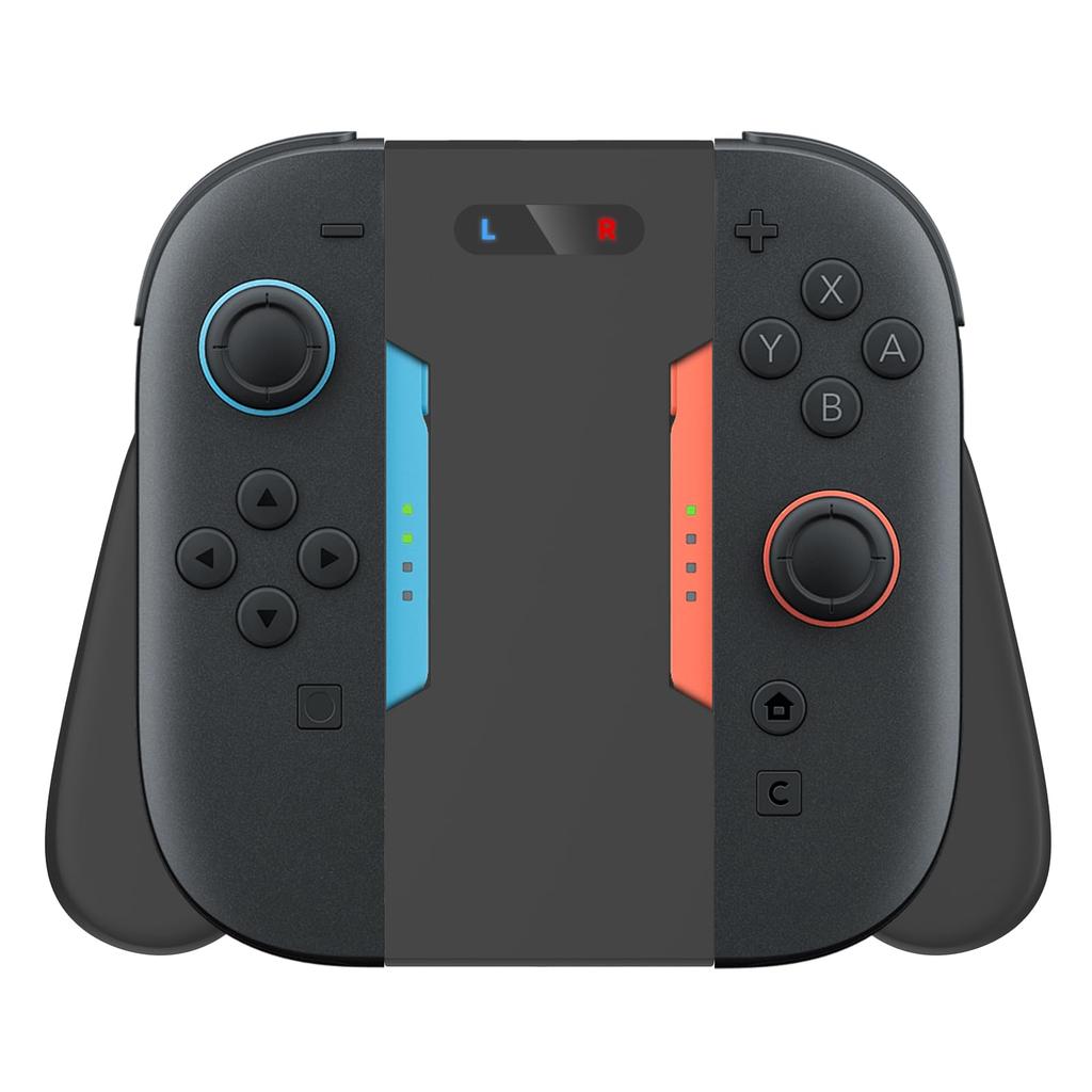 XPT009 Charging Grip for Nintendo Switch Charges While You Easy To with Charging Indicator AC06 Joy-Con 2, Play, Ultra-Lightweight, Attach, Portable,