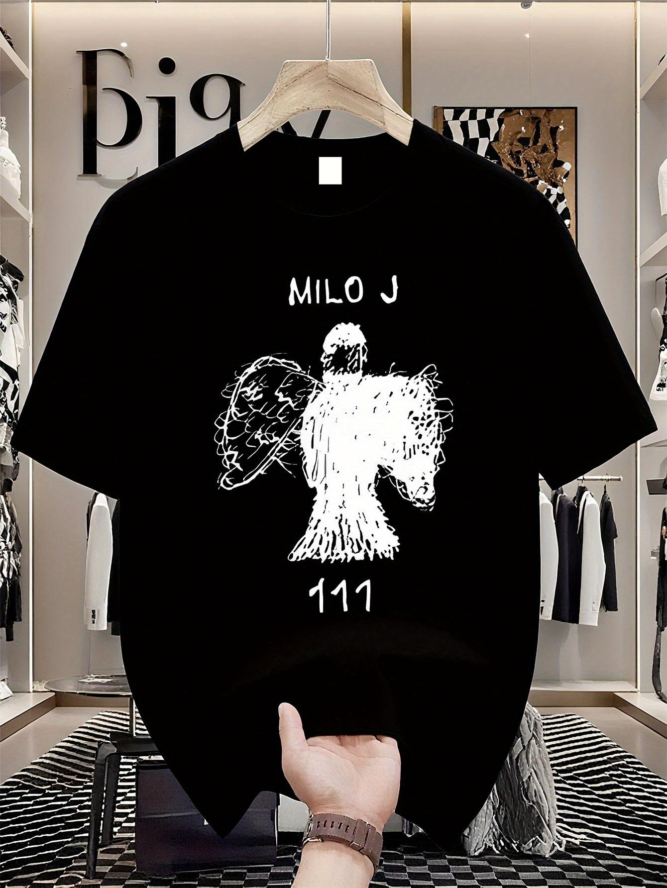 Milo J 111 Artist Merch TShirt White Crewneck Tee with Signature Name Print Milo J Collection Logo Unisex Casual Music Fa M